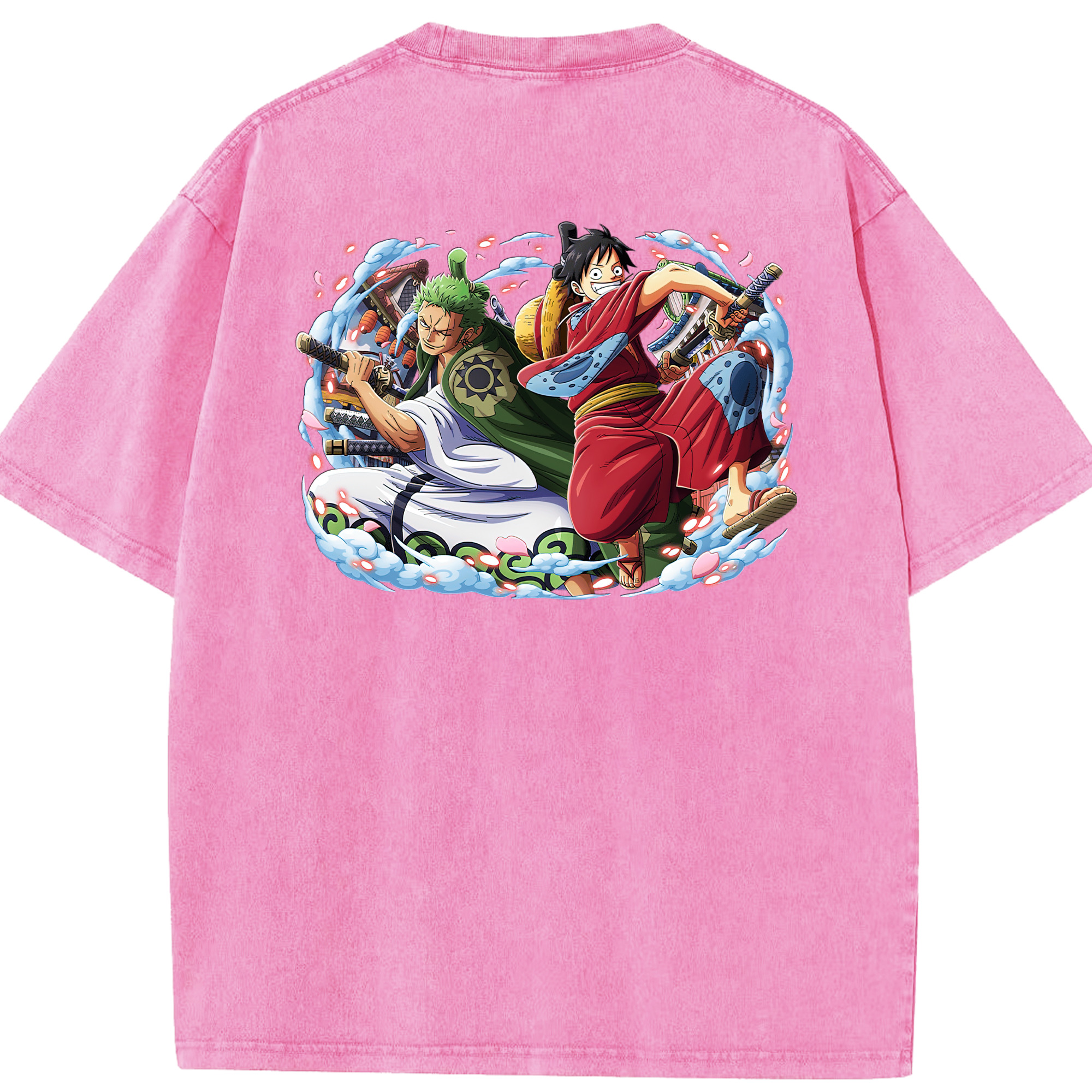 ワンピース モンキー・D・ルフィ ONE PIECE Monkey D. Luffy 綿100% ヴィンテージ風 半袖Tシャツ（背面プリント）